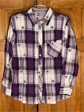 EUC Vintage 90s American Sweetheart Long Sleeve Flannel Top Purple Size L Large
